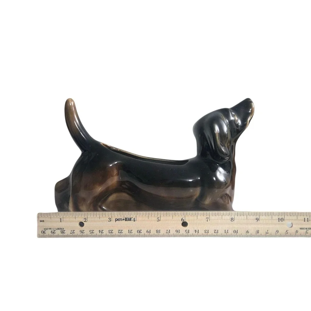 Vintage Dachshund Dog Planter Ceramic Valet Catch-all Dish MCM Dresser Caddy
